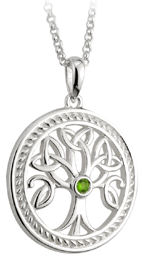 Tree of Life Pendant with Green Stone - S44684